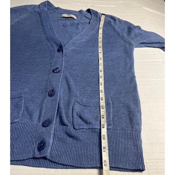 Loft purple/Blue 100% Linen Cardigan Sweater With Buttons & Pockets M womens - Picture 9 of 10
